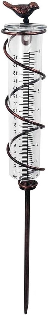 Glas Regen Meter Capaciteit, Gietijzeren Opknoping Regen Meter Vogelregen Meter Tuin Regen Meter Meten Met Duurzaam Metalen Frame 50*3.5 cm