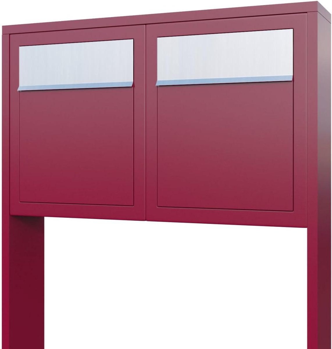 Brievenbus - Dubbele brievenbus - Post ontvangen - Vrijstaand ontwerp - 74 cm breed - Mat rood