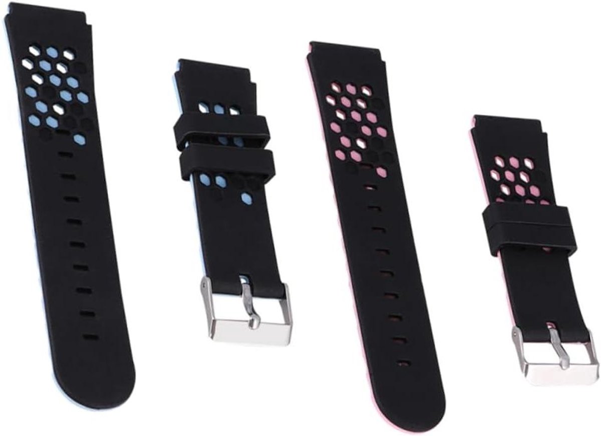 Kinder Horlogeband - Smartwatch Band - Dagelijks Gebruik - Zachte Siliconen - 2 Stuks - Roze Wit