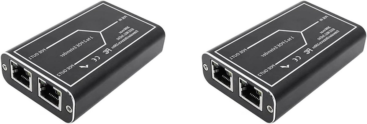 Netwerk Switch Repeater - PoE Extender - Netwerk Uitbreiding - Gigabit Snelheid - 2 Poorten - Zwart