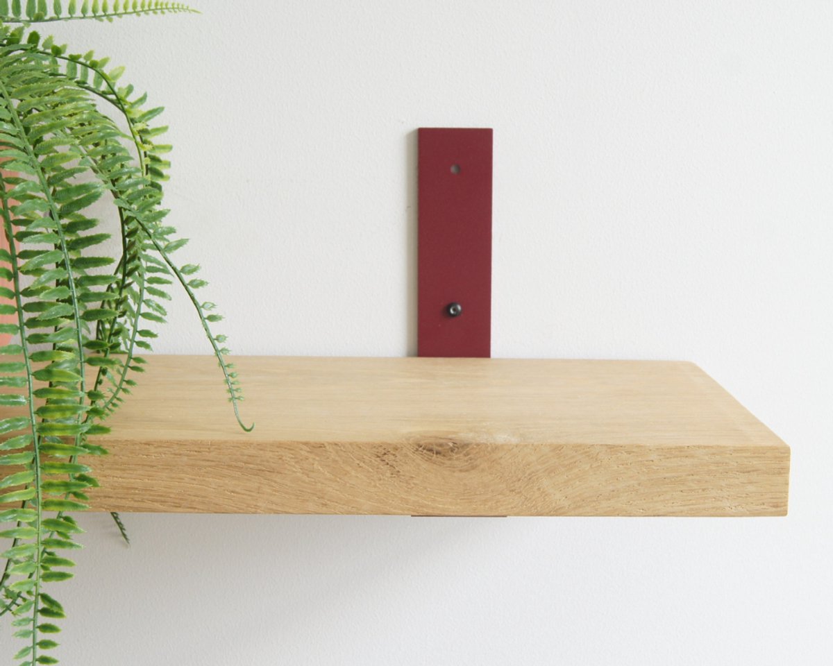 STERKSTAEL Vesta Industriële Plankdrager Burgundy - Stalen Wandplank Steun - Voor plank vanaf 20 cm tot 30 cm - Kleur Wijnrood - inclusief bevestigingsmateriaal - Poedercoating - Wandsteun - 1 stuk
