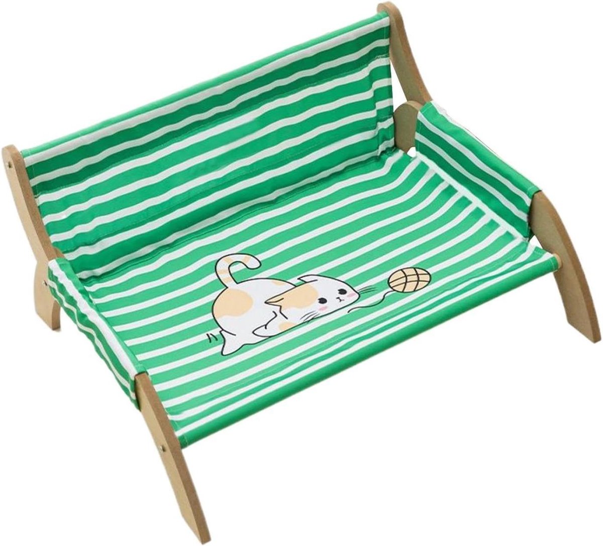Kattenfauteuil - Huisdierbank - Rusten en slapen - Verhoogd en ademend - 53.5x46x28cm - Groen
