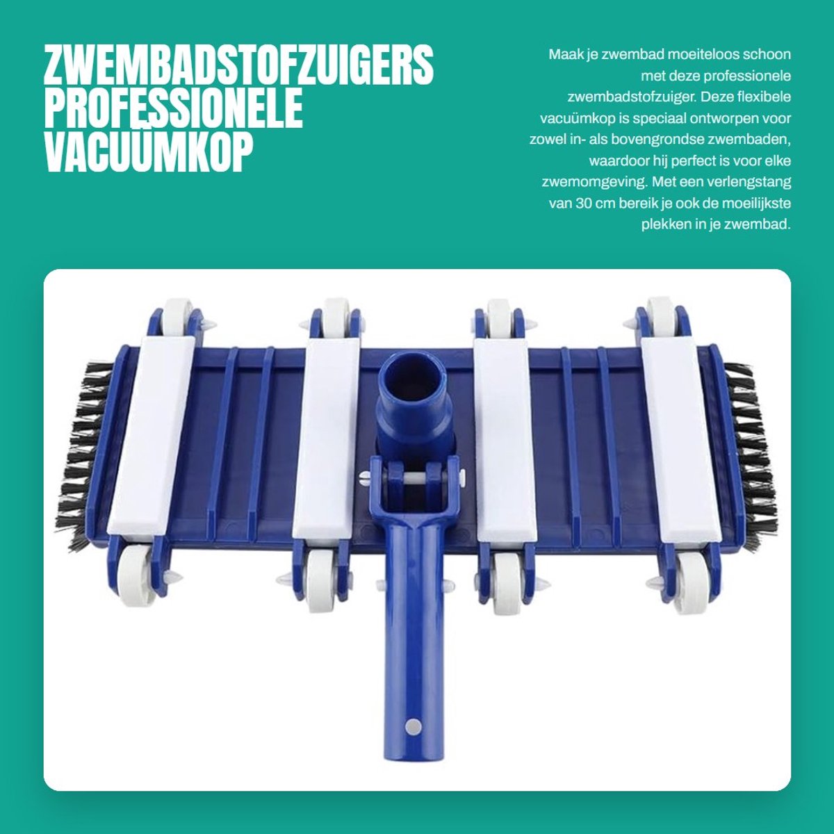 Dailygoods- Zwembadstofzuiger Professionele Flexibele Vacuümkop - Verlengstangen 30 cm - Voor In- en Bovengrondse Zwembaden - Reinigingsborstel - Geschikt voor Thuisgebruik - Zwembadreiniger