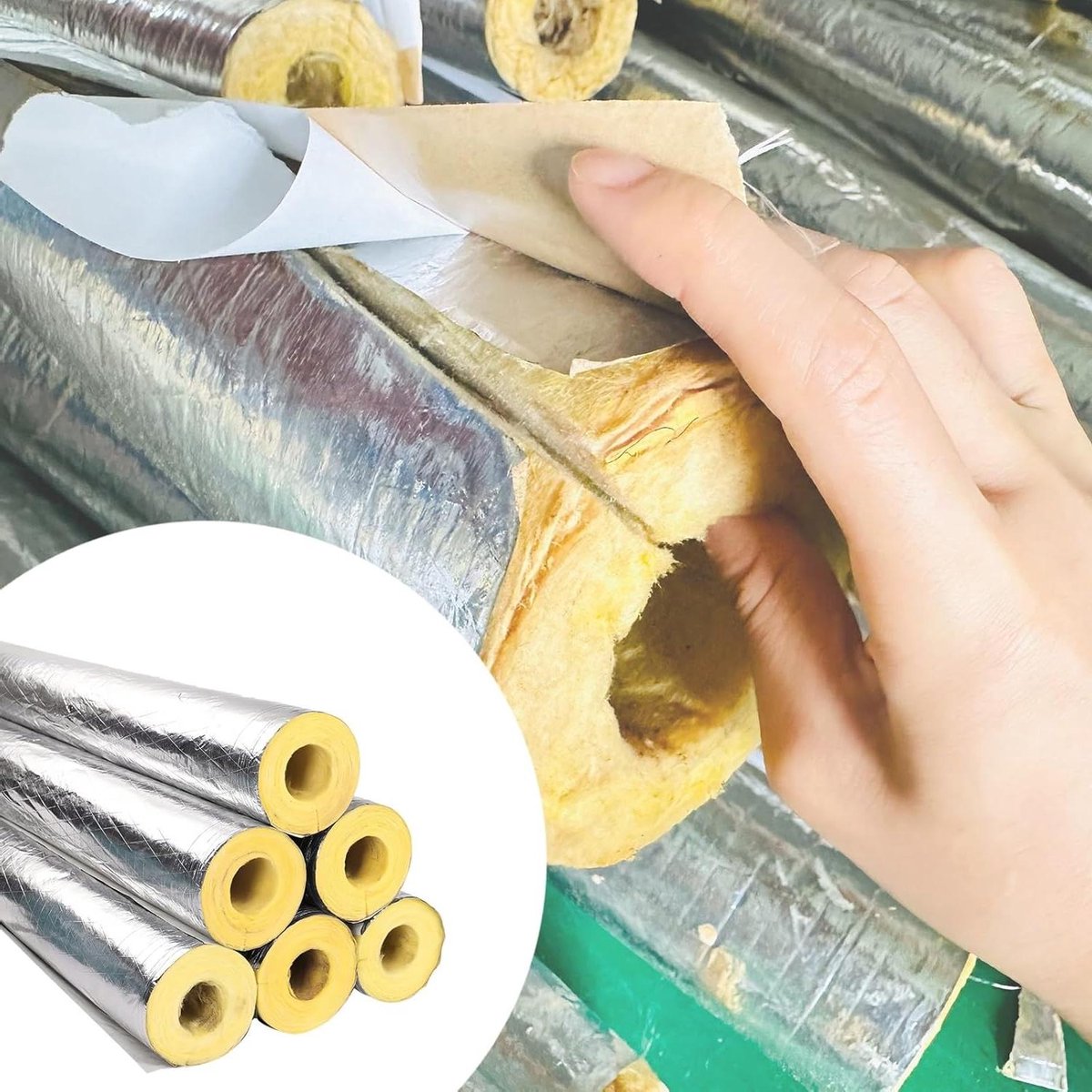 Isolatiepijp Aluminiumfolie - Glazewol Buis - Pijp Isoleren - Zelfklevend - 1 Meter Lengte - Zilver