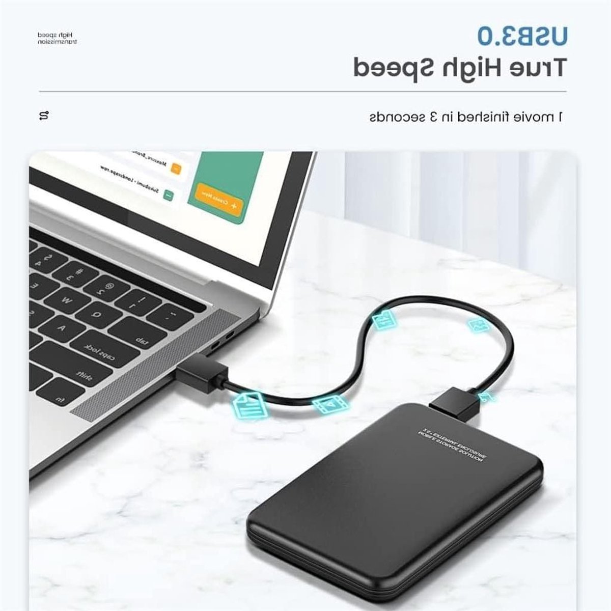Externe Harde Schijf - Opslagapparaat Mobiel - Bestanden Opslaan - Directe Herkenning - 1TB Opslag - Zwart