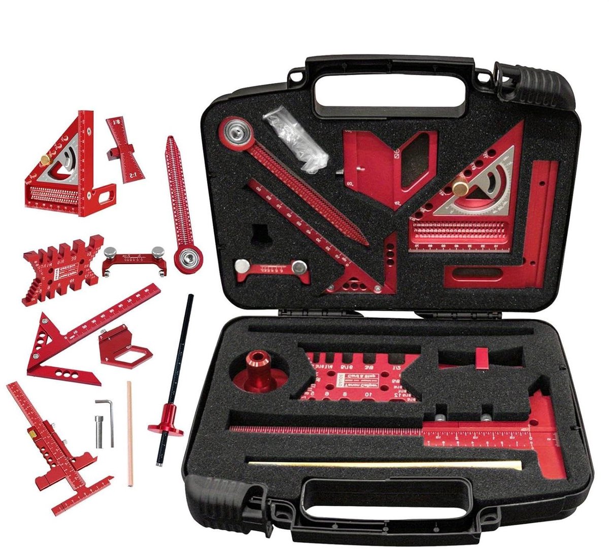 Bouwhaak,10 Delige Houtbewerking Meetgereedschap Set | Huishoudelijke montagehoekmeter kit | voor houtbewerking meubelindustrie vloeren garage buiten