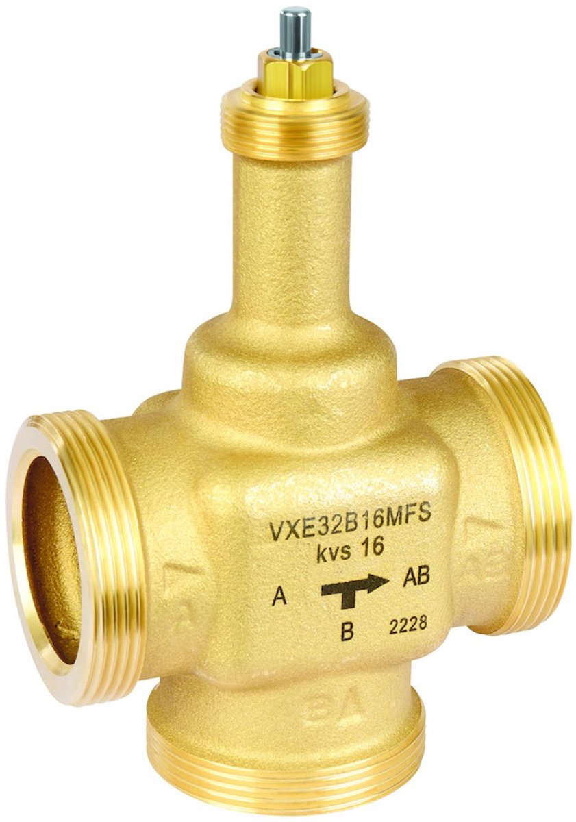 Resideo Driewegventiel VXE-M, PN16 DN 25, kvs 6.3, vlak dichtend, continu, VXE25B6.3MFS