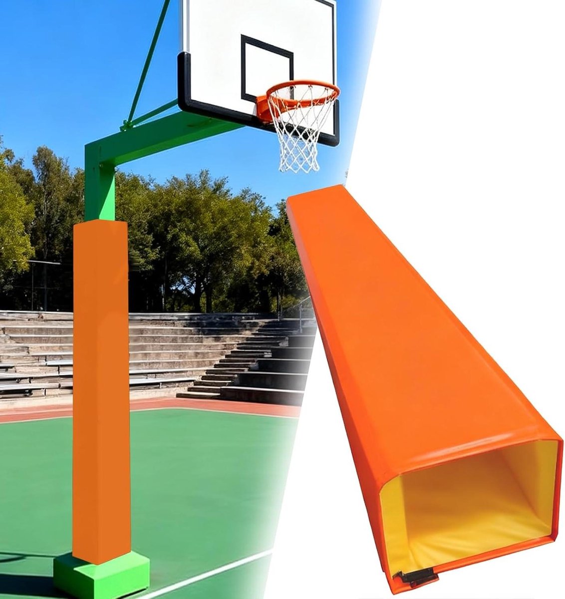 Paal Beschermhoes - Veiligheidspad - Sporten Buiten - Schokabsorberend - 200 cm Hoog - Oranje