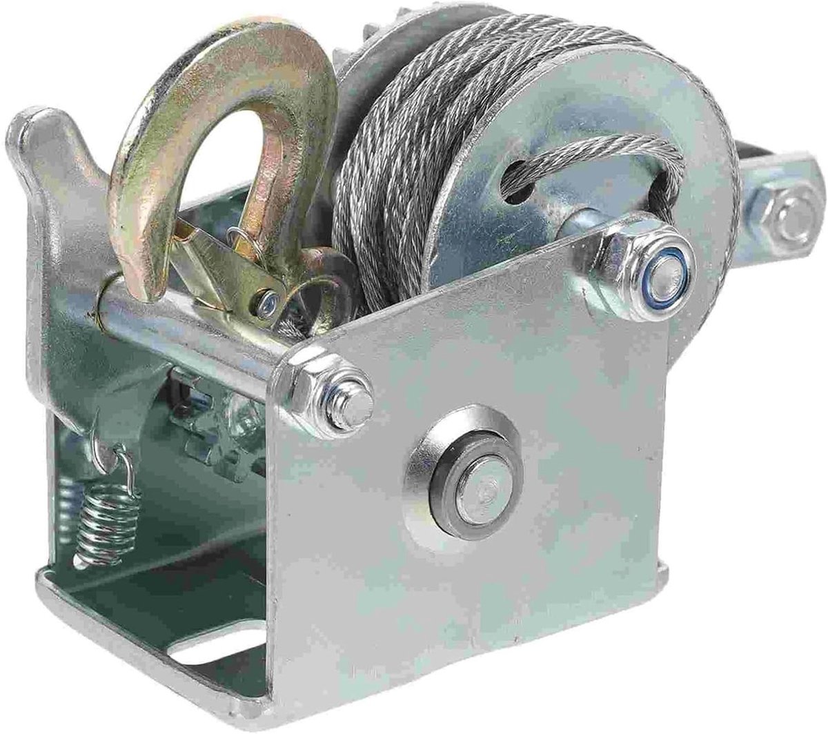 Handlier Staalkabel - Trek- en Heflier - Zwaar Werk - Robuuste Metalen Constructie - 800 LBS Capaciteit - Zilverkleurig