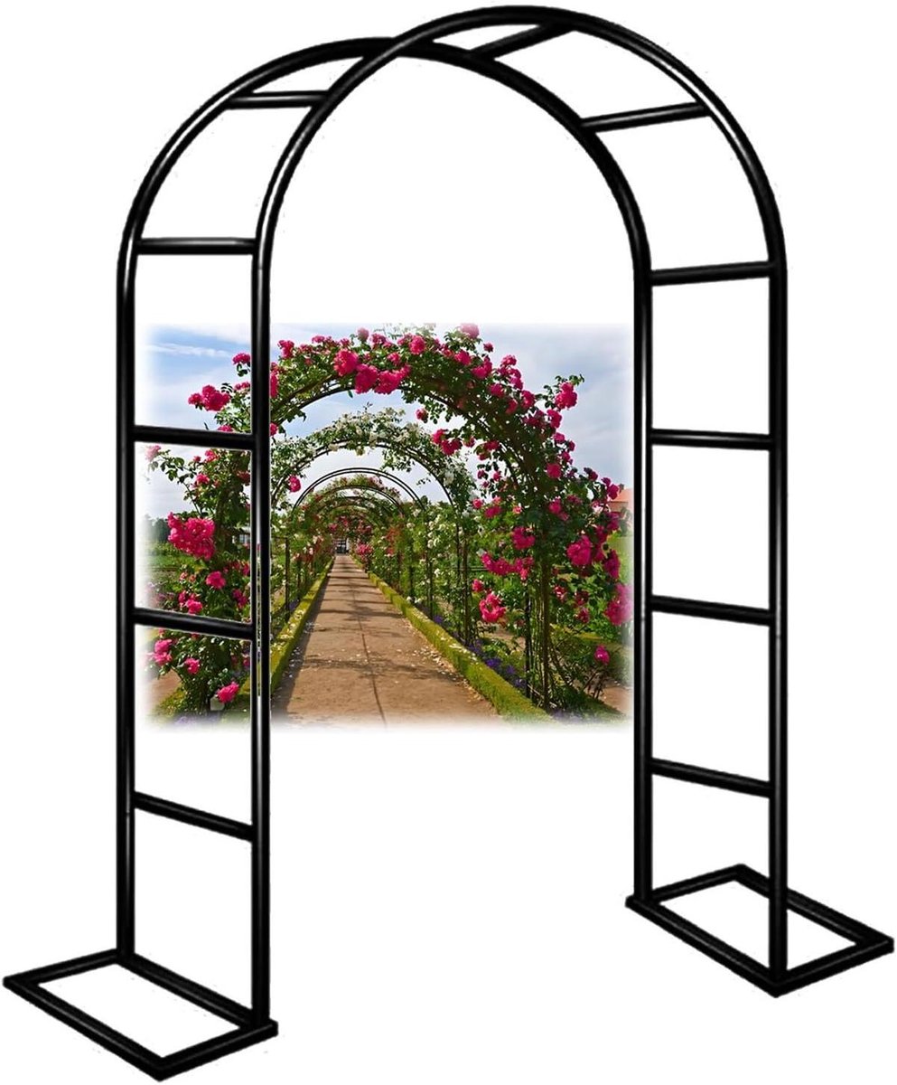 Rozenboog Tuin - Klimplant Ondersteuning - Bruiloft Decoratie - Versterkte Afneembare Voeten - 120x220 cm - Zwart