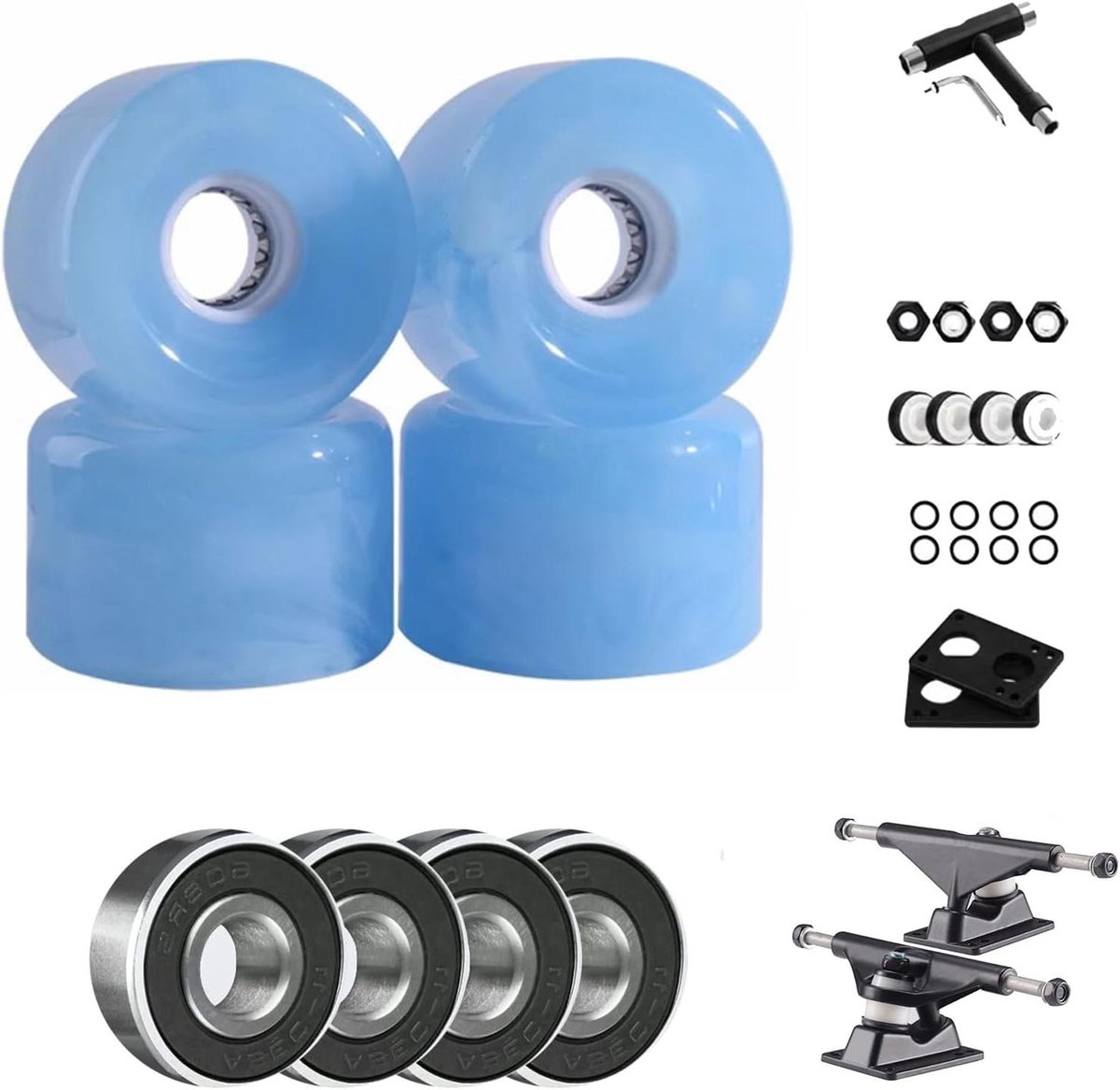 Skateboard Wielen en Lagers Cruiser Set Straat Skaten 78A Hardheid Wielen 65mm Wielen Niet gespecificeerd