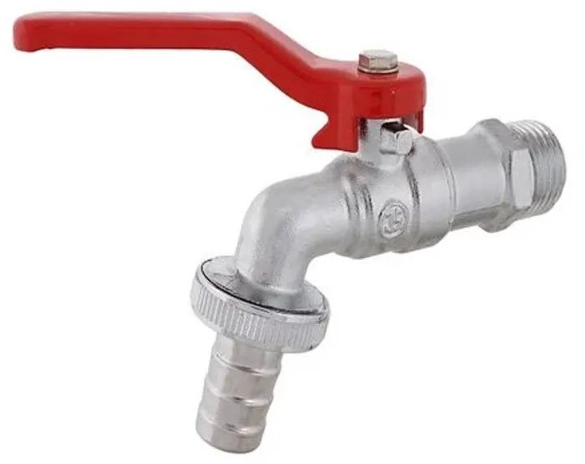 Schlösser Armaturen JS kogel-uitloopkraan, licht, DN15, 1/2'', hendelgreep rood, mat verchroomd, 0067301520001