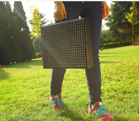 Daity 1 stuk - Houtskoolbarbecue - Draagbare tafelgrill, camping- & picknickgrill - Afneembare, inklapbare minigrill voor buiten, terras en camping (Groot) - Zwart van daity — afbeelding 3
