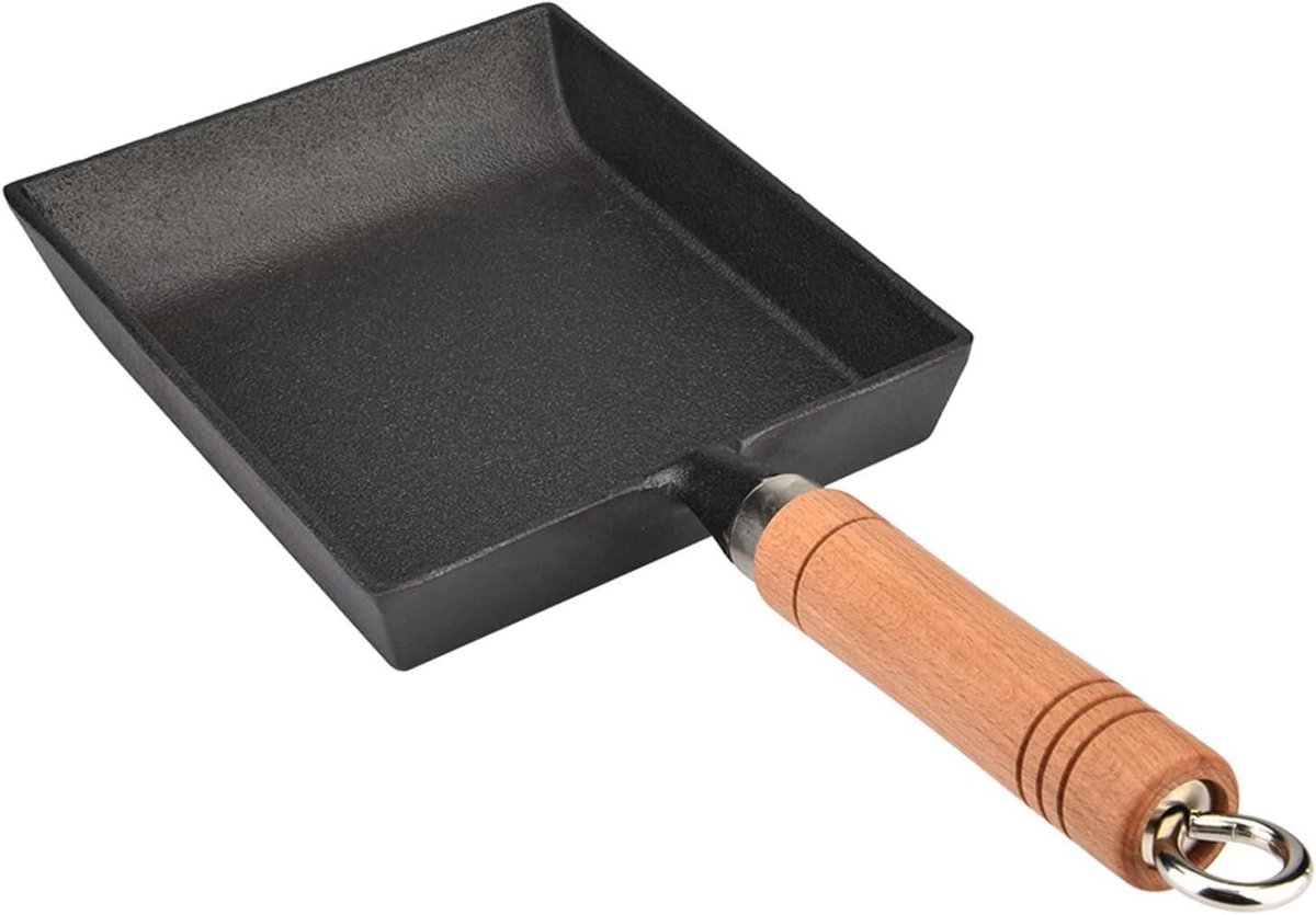 Tamagoyaki pan - Japanse omeletpan - Omeletten bakken - Gietijzeren constructie - 37x15.5 cm - Zwart