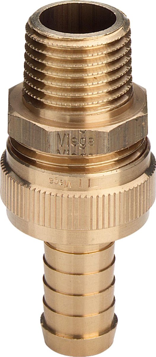 Viega Standpijpkoppeling, R 1/2, ID 1/2, GM 3/4 messing Model 1831, 105648