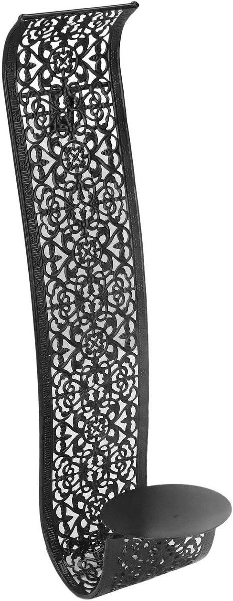 Wandkandelaar Smeedijzer - Muur hanger - Sfeer creëren - Europees patroon - 38 x 13 cm - Zwart