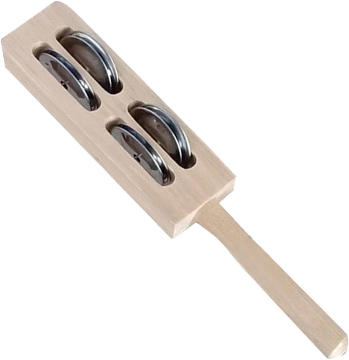 Kinder Ritmestokken - Muziek Percussie - Muziek Ontdekken - Handgemaakt Hout Metaal - 24 cm - Vier Klokken