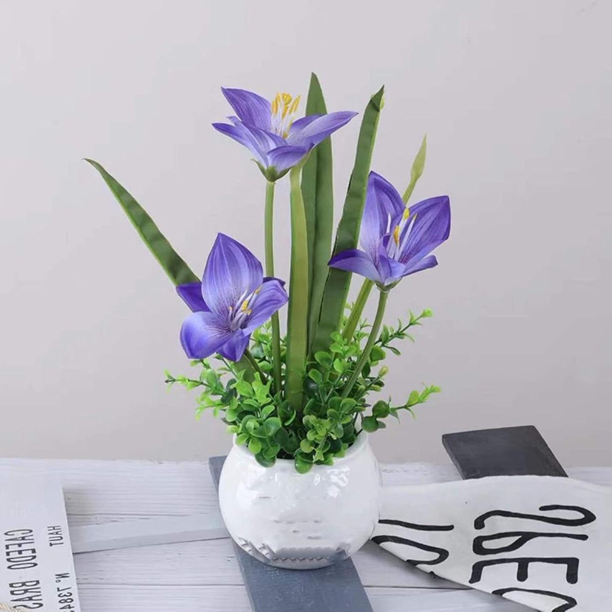 Kunstorchidee - Nepbloem Potplant - Woondecoratie - Echte Leerlook - Kleine Pot - Roze
