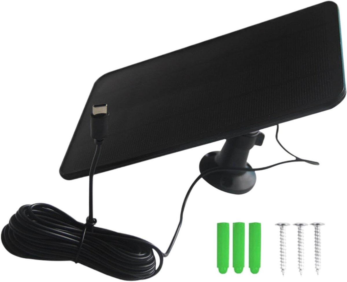 Zonneoplader - Paneel Oplader - Continue Stroom - Weerbestendig Ontwerp - 20W Vermogen - Zwart