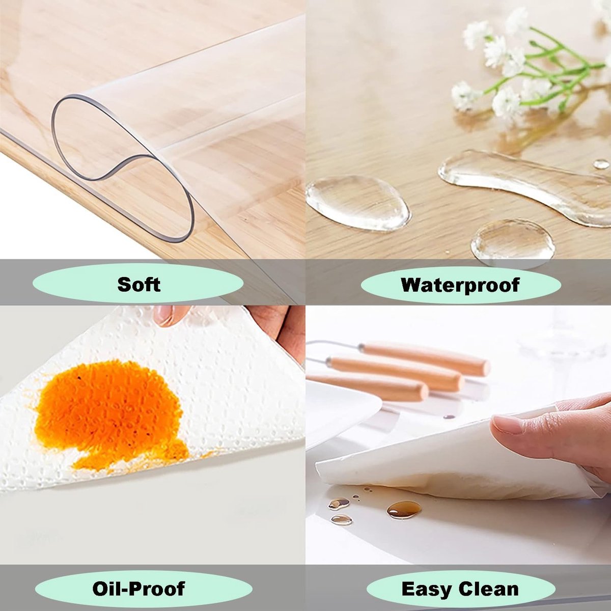 Transparante plastic tafelhoes beschermer 110 x 200 cm stofdicht tafelkleed voor keuken eetkamer schrijfbureau waterdicht tafelkleed voor dressoir rechthoekige tafelbeschermer 110 x 200 cm