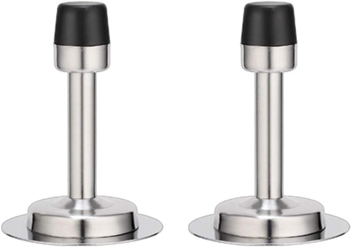 Deurstop Set - Wandmontage Stopper - Muren Beschermen - Zwaar Uitvoering RVS - 2 Stuks - Zilver