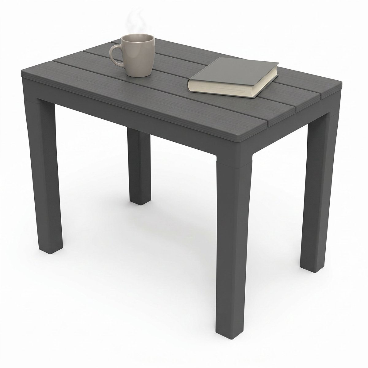 Cheqo® Bijzettafel Antraciet - Kunststof Tuintafel - Buitentafeltje - Balkontafel - Campin