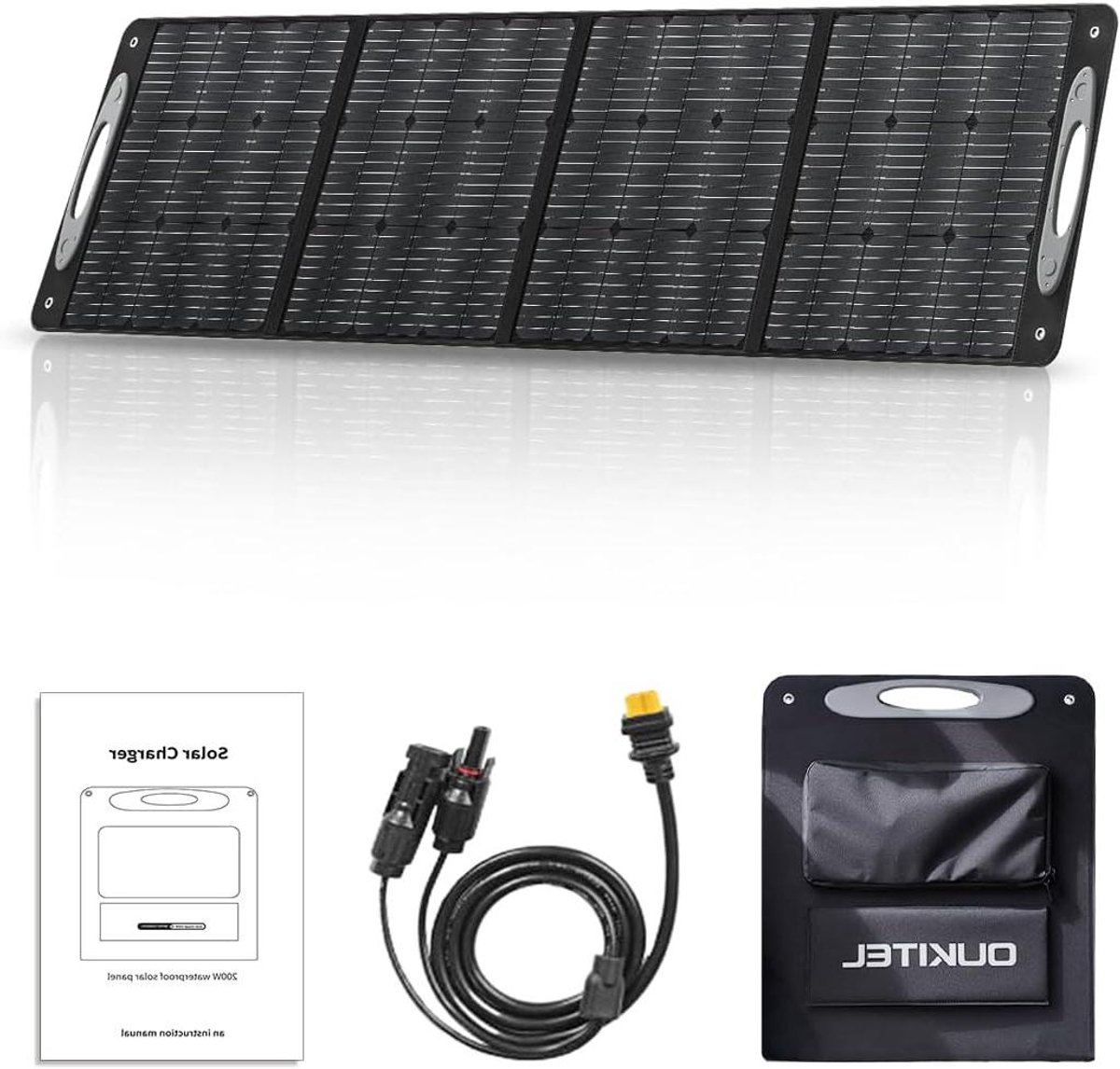 Draagbaar Zonnepaneel - Opvouwbare Zonneoplader - Energievoorziening Buiten - Monokristallijn 100W - 125.5 x 54.4 cm - Zwart
