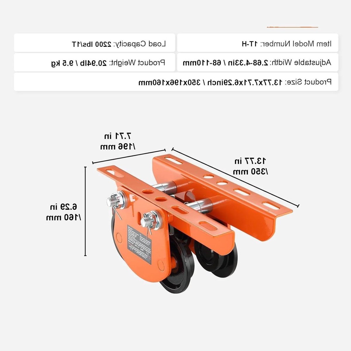 Kettingtakel Handmatig - Duwbalkwagen Lier - Materiaal Verplaatsen - Robuust Gelegeerd Staal - 05 Ton Capaciteit - Zilver