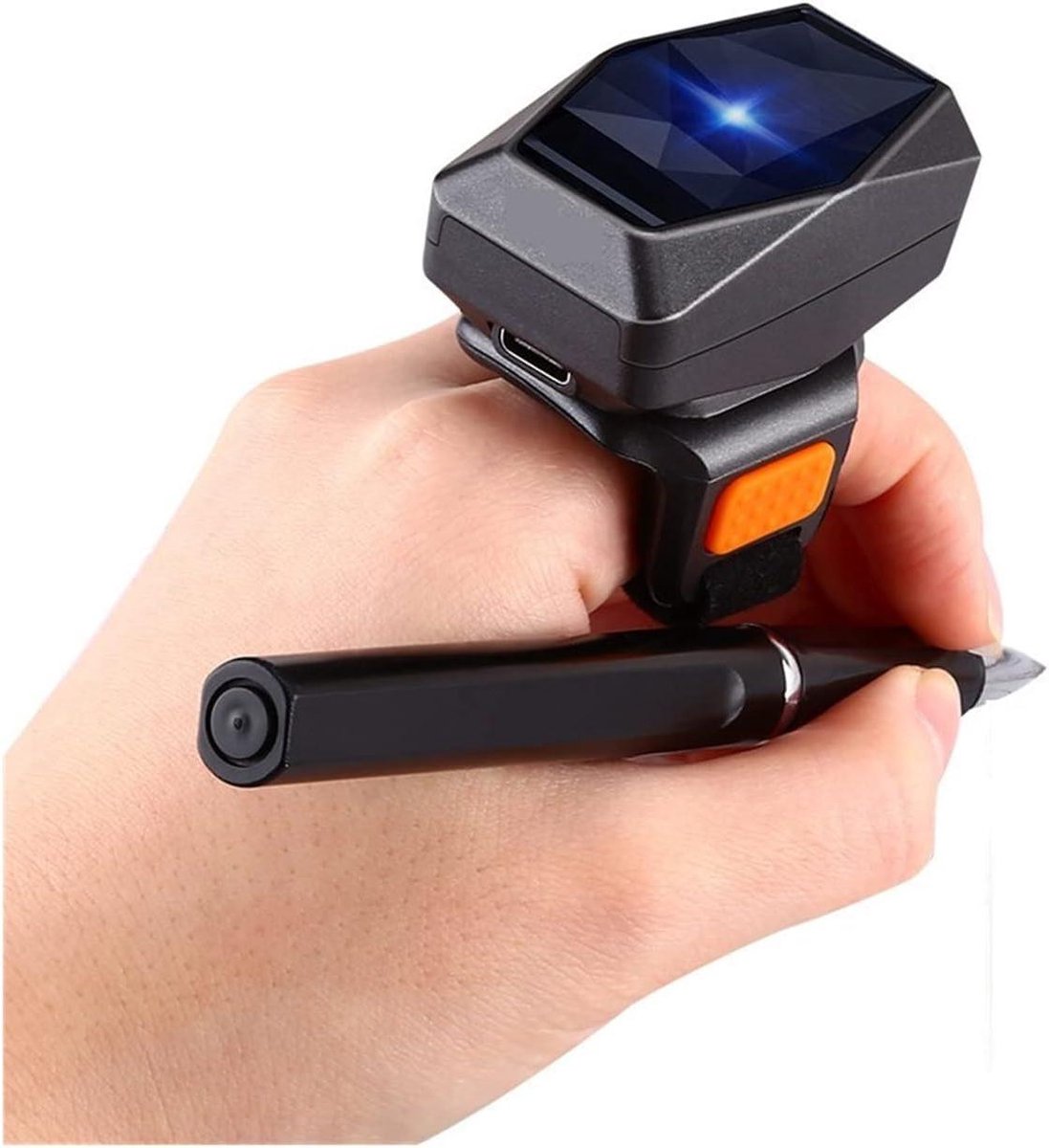 Ring Scanner - Barcode Lezer - Voorraad Beheer - Drie Connecties - 16MB Opslag - Zwart