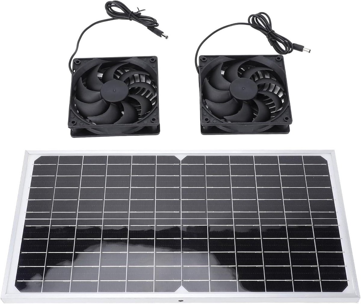 Afzuigventilator Op Zonne-energie - Dubbele Ventilator Set - Ventilatie Buitenruimte - Hoo