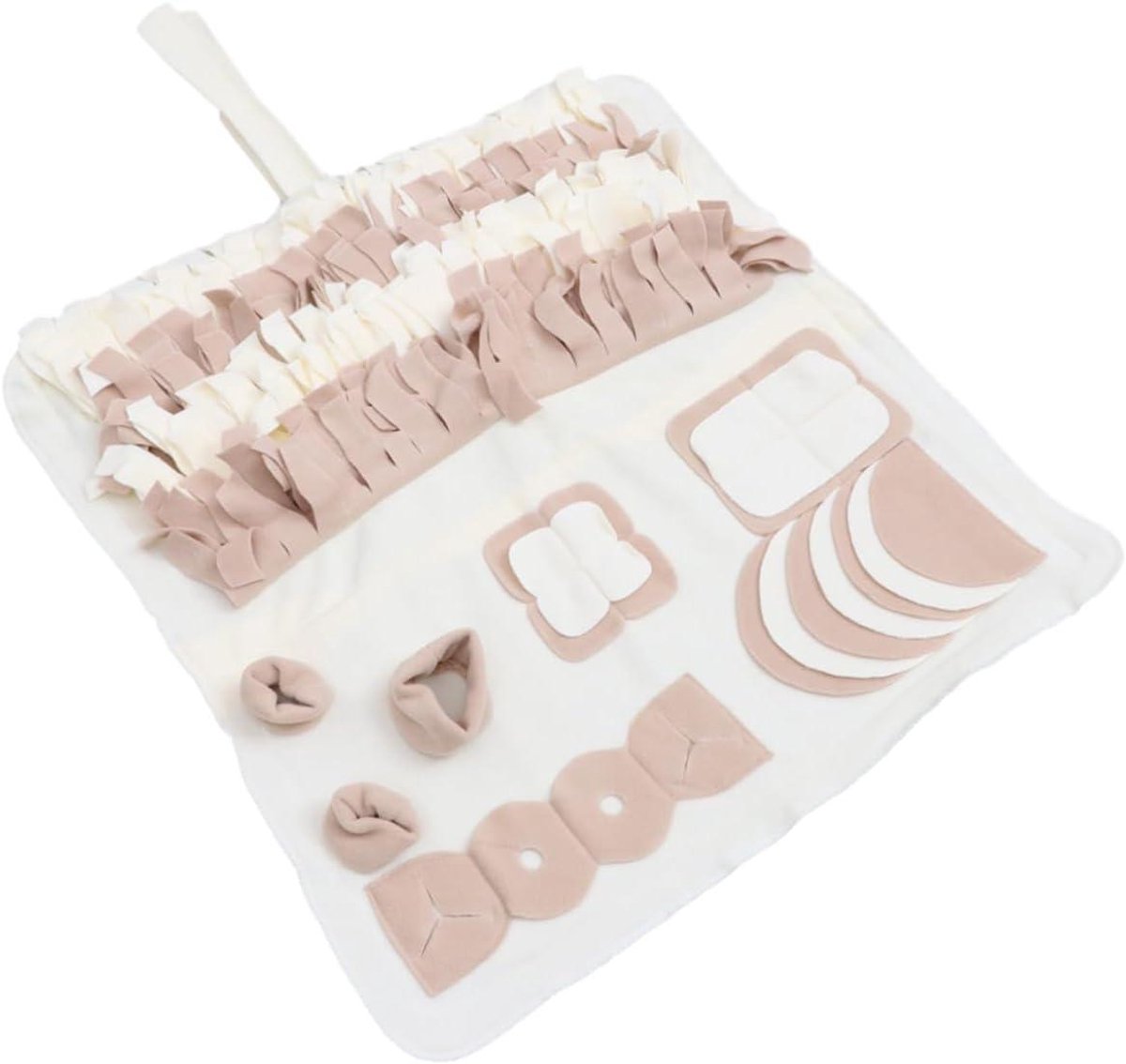 Honden Trainingsmat - Snuffelmat Voedermat - Honden Hersenen Trainen - Interactief Neuswerk - 65 x 65 cm - Beige