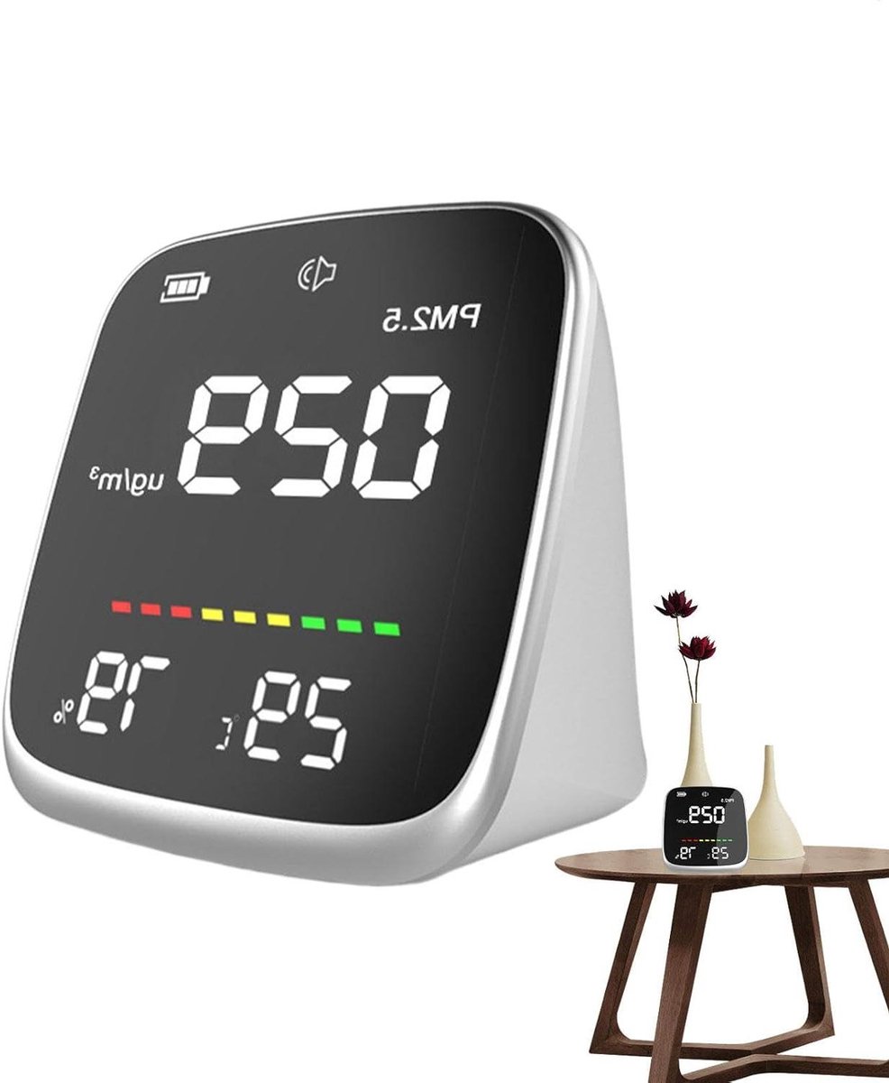 Huishoudelijke luchtmeter - Luchtdetector binnen - Kwaliteit bewaken - Visuele alarmfunctie - 68 x 101 cm - Wit