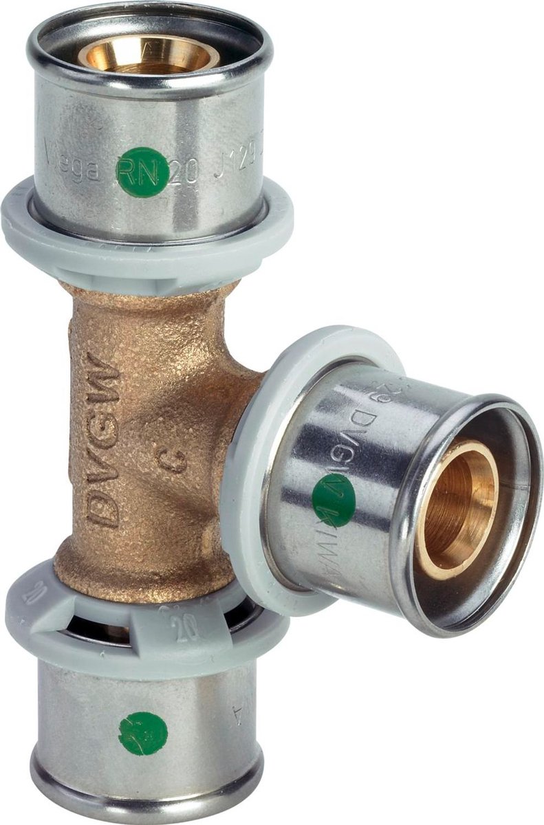 Viega Sanfix Fosta Sanfix P-T-stuk, d1 25, d2 20, d3 25 roodkoper Model 2118, 566753