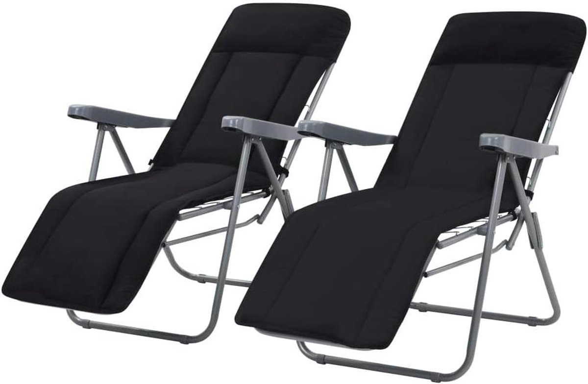 Inklapbare tuinstoelen - Relaxstoelen set - Buiten ontspannen - 5 standen instelbaar - 58 x 73 x 107 cm - Zwart