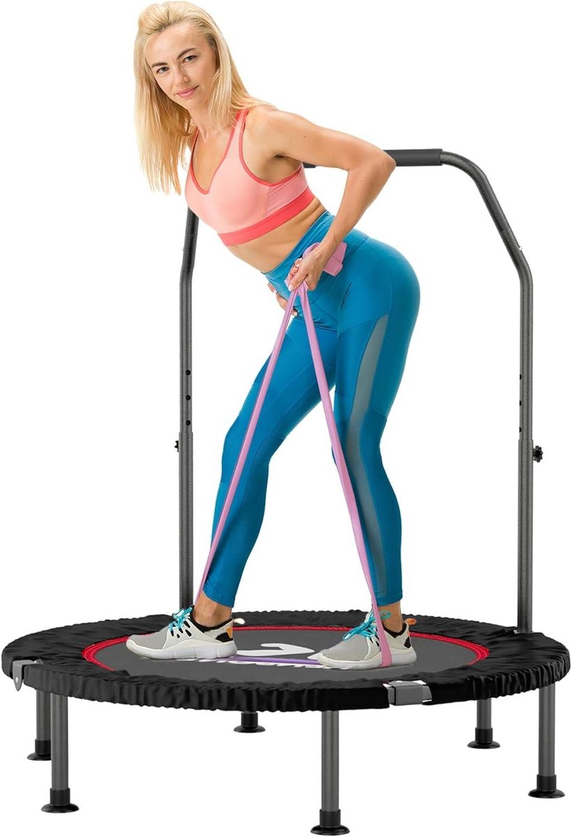 Fitness Trampoline - Indoor Rebounder - Thuis Workout - Met Weerstandsband - 40 Inch - Paars
