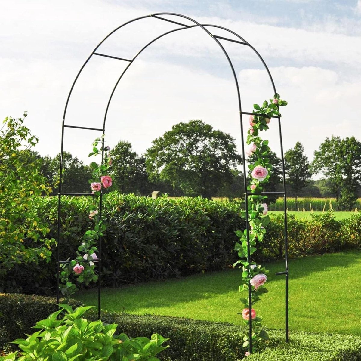 Metalen Tuinboog - Rozenboog Klimplanten - Tuin Decoratie - Verzinkte Stalen Buis - 140x230cm - Zwart