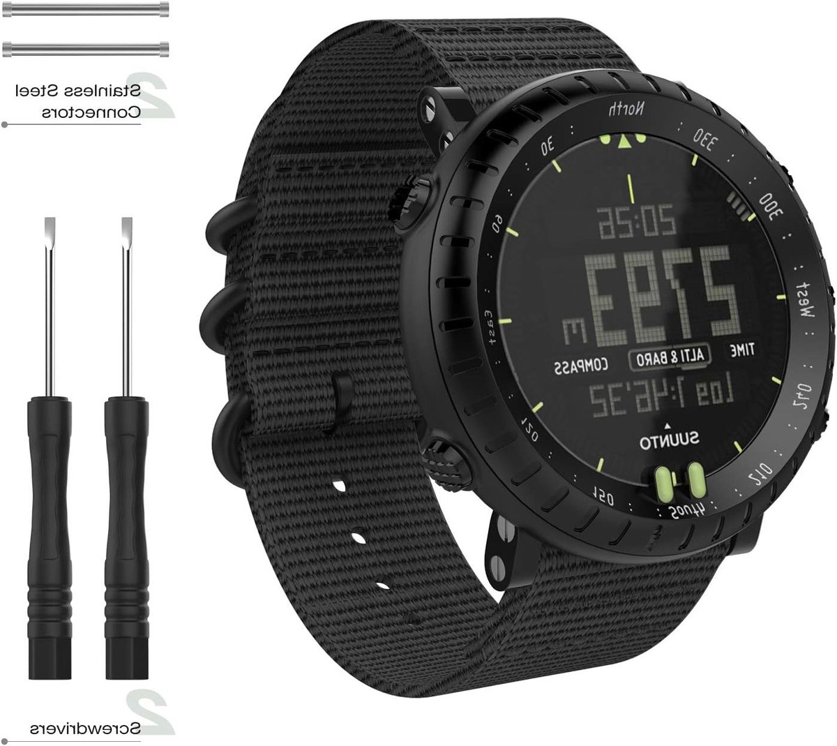 Verstelbare Nylon Vervangband voor Suunto Core Smartwatch met Dubbele Gesp en Comfortabele Pasvorm - Ideaal voor Sport en Dagelijks Gebruik