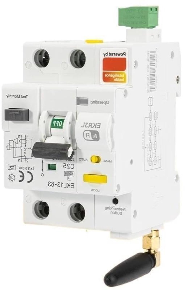 Slimme Stroomonderbreker - RCBO Zekering - Elektrische Beveiliging - Automatische Herinschakeling - 2P 16A-63A - Grijs