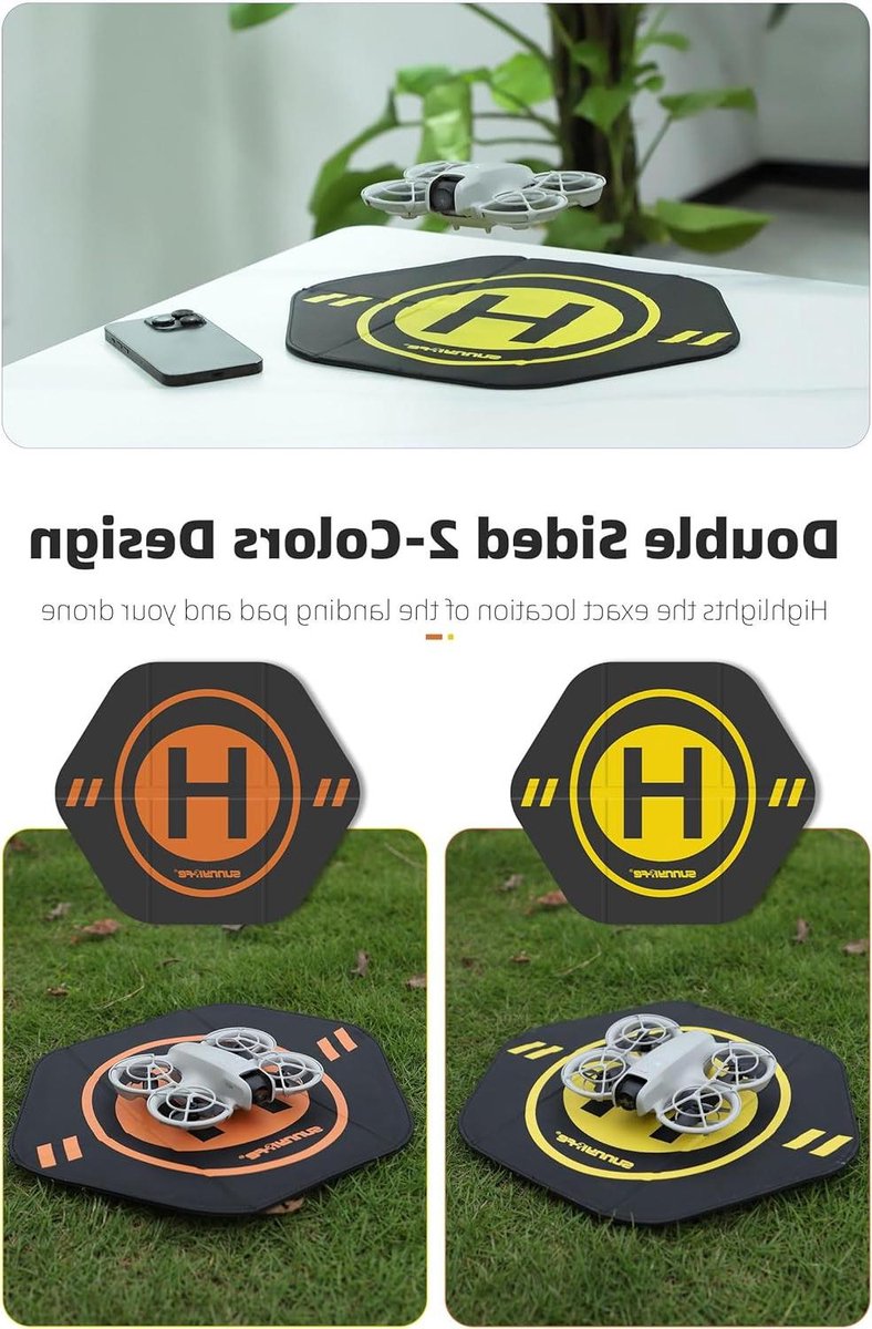 Drone Landingsplatform - Helipad Opvouwbaar - Veilig Landen - Dubbelzijdig Waterdicht - 35x30cm Uitgevouwen - Zwart