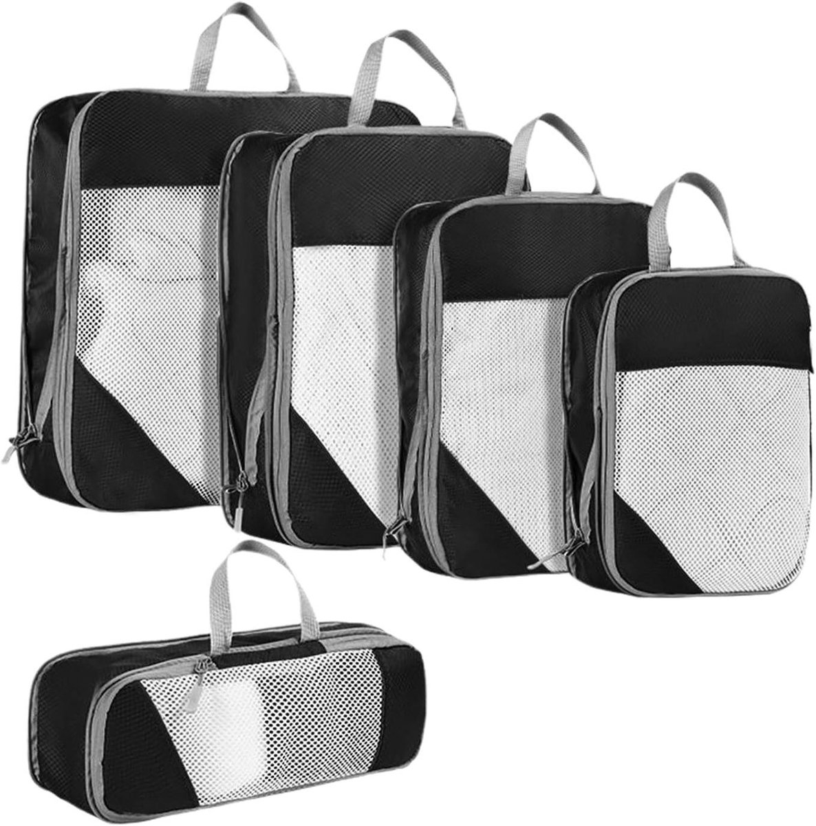 Reis Compressiezakken - Koffer Organizer - Ruimte Besparen - Waterdichte Bescherming - 5 Stuks - Zwart