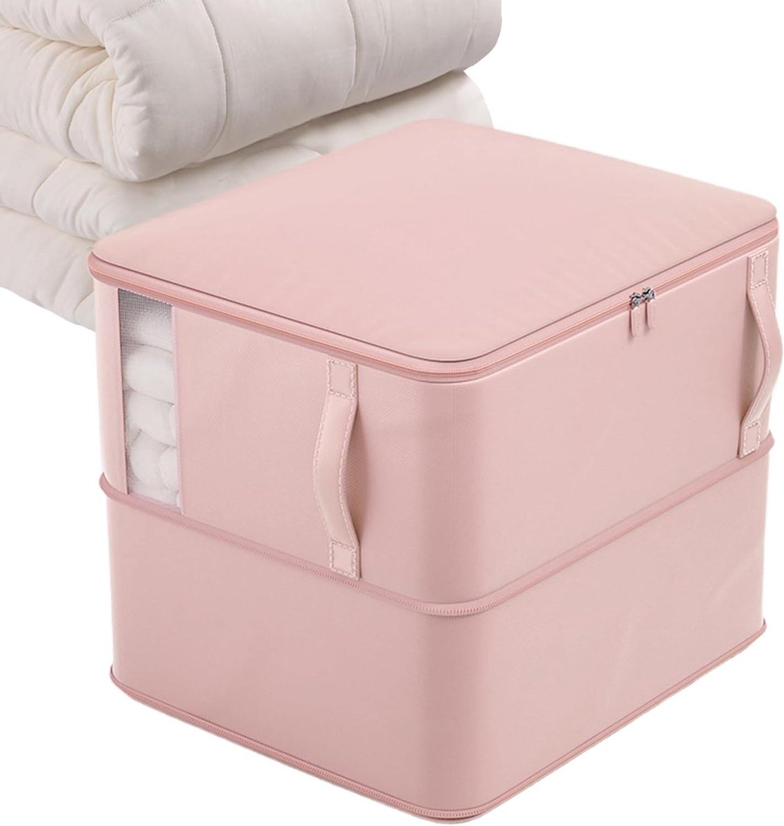 Opbergzakken Dekbed - Opbergtas Beddengoed - Seizoensgebonden Opslag - Compressie Technologie - 25L x 20B x 6H cm - Roze