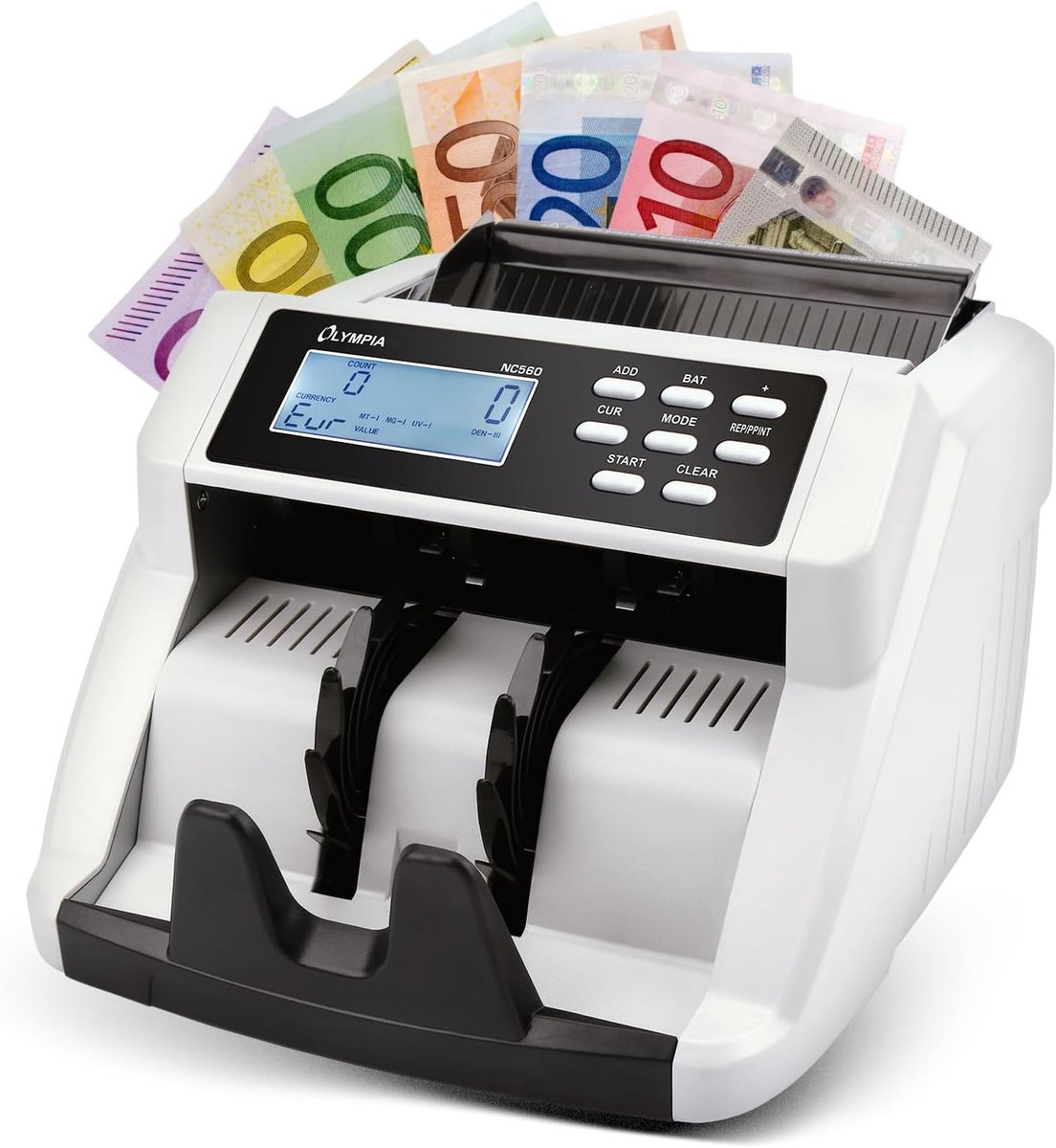 Geldtelmachine - Bankbiljet Teller - Geld Verwerken - Gemengde Valuta Tellen - 325 x 244 x 154 mm - Zilver/Zwart
