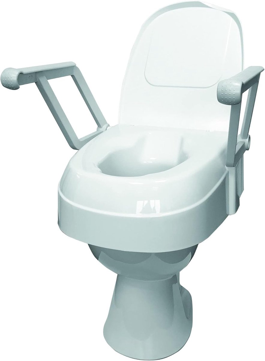 Toiletverhoger met armleuningen - Zitverhoger toilet - Ondersteuning bij zitten - Drie hoogte-instellingen - Tot 120 kg - Wit