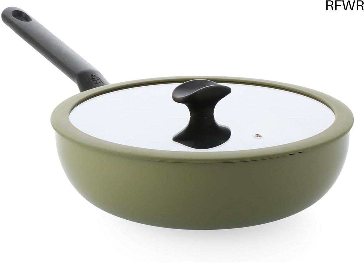 Wok Pan - Koekenpan - Roerbakken - PFAS-vrije coating - 28 cm - Olijfgroen