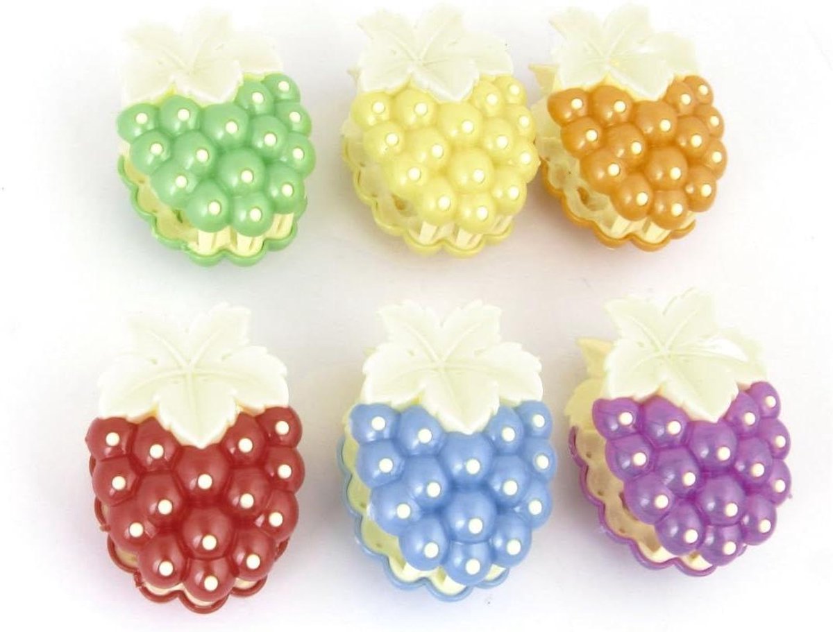 Haarclips Aardbei - Plastic Klemmen - Haar Styling - Vrolijk Ontwerp - 6 Stuks - Assorti