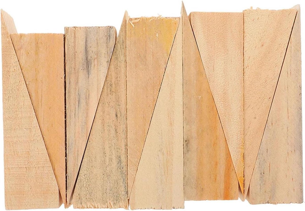 Houten Deurstoppers - Wiggen voor Deuren - Voorkom Deurschade - Massief Hout Ontwerp - 10x4x4 CM - Lichtgeel