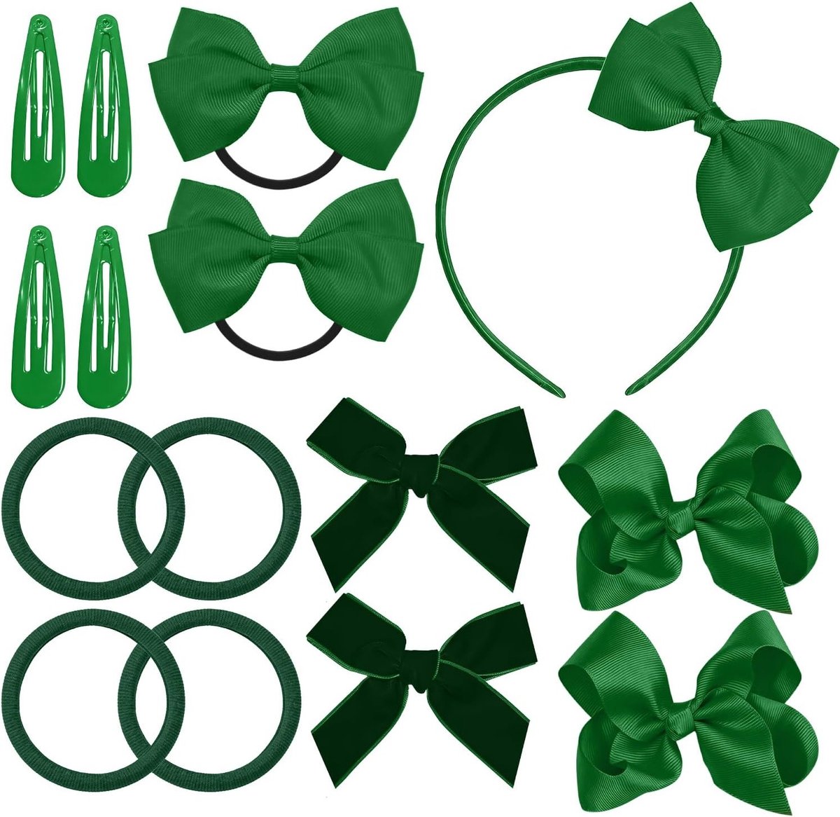 Haaraccessoires Set - Meisjes Accessoires - School en Feestjes - 15 Delige Set - Groen