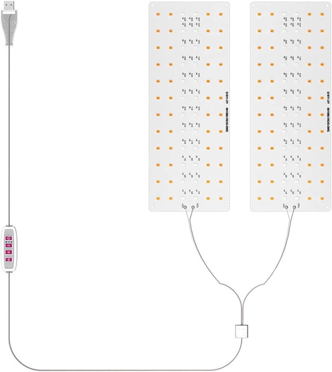 Kweeklampen - Plantenlamp LED - Planten Groei Ondersteunen - Ultradun Paneel - Two Heads - Zwart