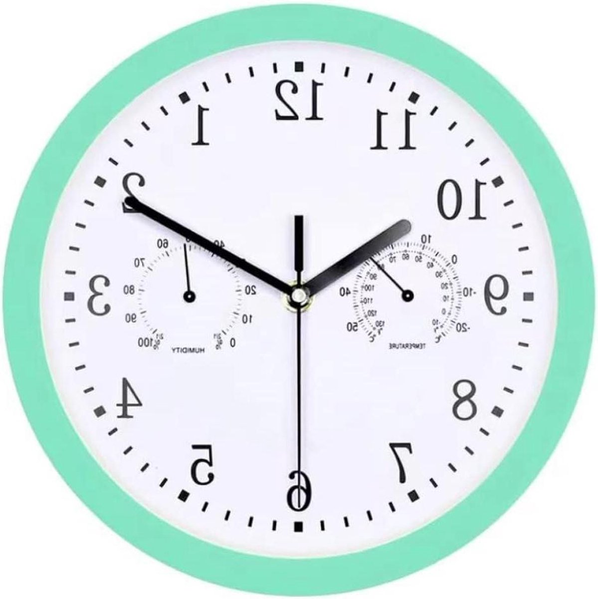 Tuinklok met thermometer - Wandklok buiten - Tijd en weer - Fluisterstil mechanisme - 10 inch - Zwart