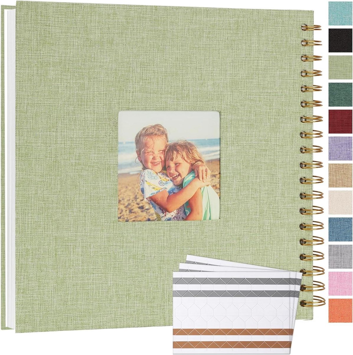 Fotoalbum Hardcover - Herinneringsboek Verzamelalbum - Herinneringen Bewaren - Spiraalbinding 360 Graden - 254 x 254 cm - Grasgroen